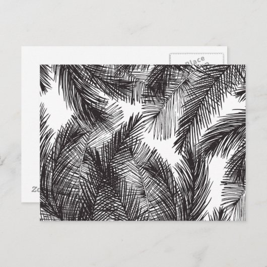 Schwarz-weiße Aquarellpalmen Postkarte (Vorne/Hinten)