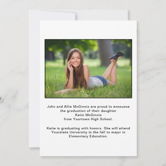 Schwarz-weiße Arch Foto Graduation Cap Ankündigung (Rückseite)