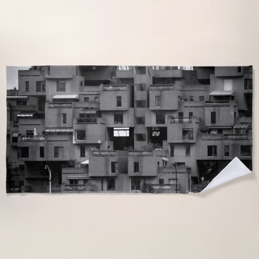 Schwarz-weiße Architektur Strandtuch (Vorderseite)