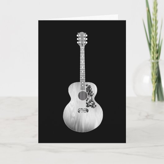 Schwarz-weiße Art Acoustic Gitarre Musikinstrument Karte (Vorderseite)