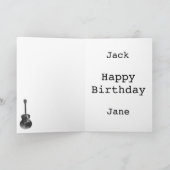 Schwarz-weiße Art Acoustic Gitarre Musikinstrument Karte (Innenseite)