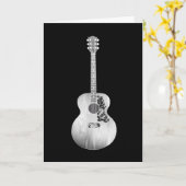 Schwarz-weiße Art Acoustic Gitarre Musikinstrument Karte (Gelbe Blume)