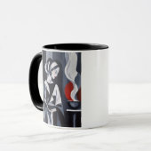 Schwarz-weiße Art Deco Frau  Tasse (Vorderseite Links)