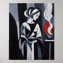 Schwarz-weiße Art Deco Frau Wandkunst
