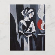 Schwarz-weiße Art Deco Frau Wandkunst