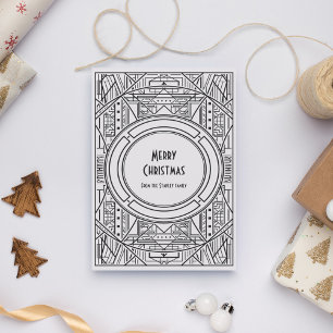 Schwarz-weiße Art Deco Frohe Weihnachten