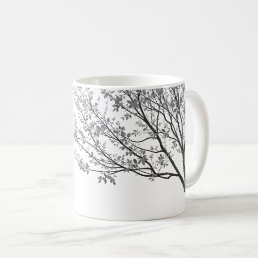 Schwarz Weiße Äste Kaffeetasse (VorderseiteRechts)
