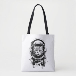 Schwarz-weiße Astronautenkatze Tasche