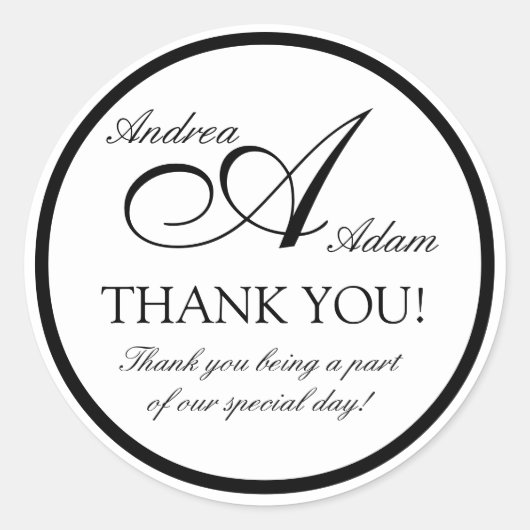 Schwarz-weiße Aufkleber für Monogramm A Gastgesche (Vorderseite)