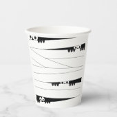 Schwarz-weiße Augen pinkeln Mummy Halloween Pappbecher (Vorderseite)