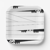 Schwarz-weiße Augen pinkeln Mummy Halloween Pappteller (Vorderseite)