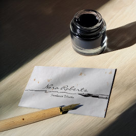 Schwarz-weiße Autoren Dip Pen Handmade Paper Visitenkarte