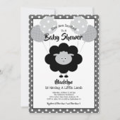 Schwarz-weiße Baby Dusche Lamm Balloons Niedlich M Einladung (Vorderseite)