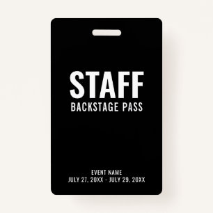 Schwarz-weiße Backpass-ID für Mitarbeiter Ausweis
