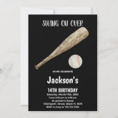 Schwarz-weiße Baseball-Geburtstagseinladungen Einladung (Vorderseite)