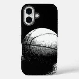 Schwarz-weiße Basketball-Kunst iPhone 16 Hülle