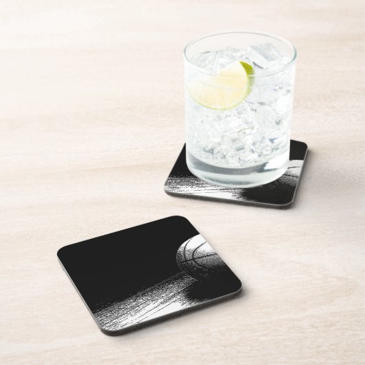 Schwarz-weiße Basketball-Kunst Getränkeuntersetzer (Rechte Seite)