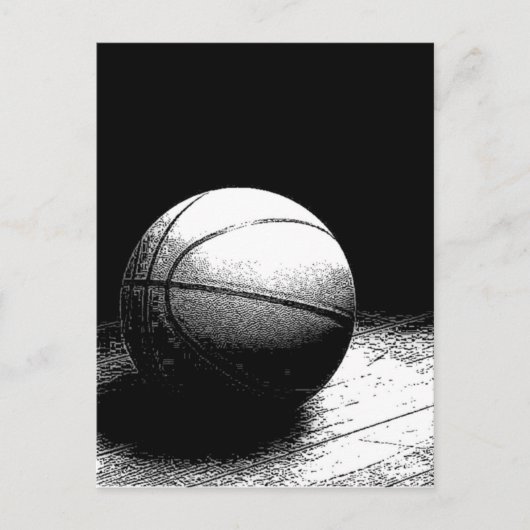 Schwarz-weiße Basketball-Kunst Postkarte (Vorderseite)