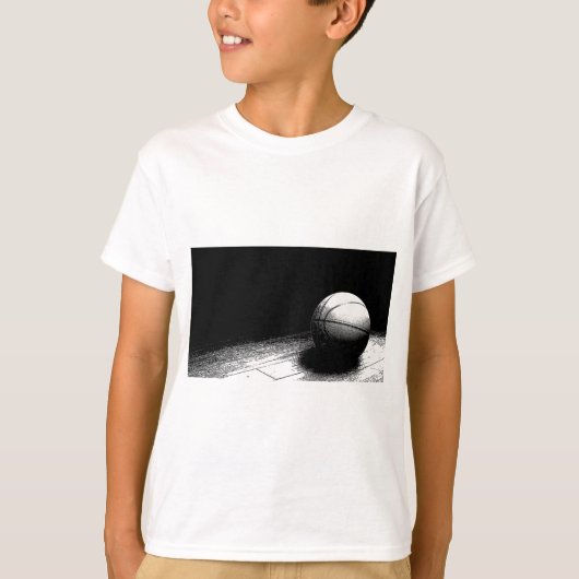 Schwarz-weiße Basketball-Kunst T-Shirt (Vorderseite)