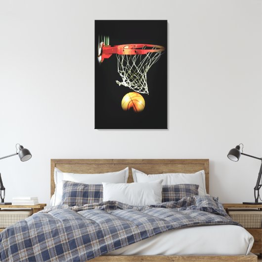 Schwarz-weiße Basketball Wrapped Canvas Leinwanddruck (Insitu (Schlafzimmer))