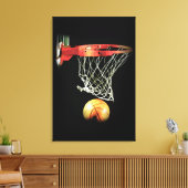 Schwarz-weiße Basketball Wrapped Canvas Leinwanddruck (Insitu (Wohnzimmer))