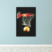 Schwarz-weiße Basketball Wrapped Canvas Leinwanddruck (Insitu (Holzboden))