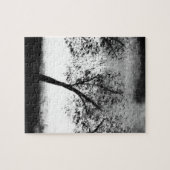 Schwarz-weiße Bäume Elegant minimalistisch Jigsaw Puzzle (Horizontal)