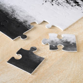 Schwarz-weiße Bäume Elegant minimalistisch Jigsaw Puzzle (Seite)