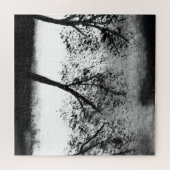 Schwarz-weiße Bäume Elegant minimalistisch Puzzle (Horizontal)