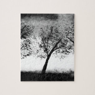 Schwarz-weiße Bäume Elegante minimalistische Jigsa Puzzle