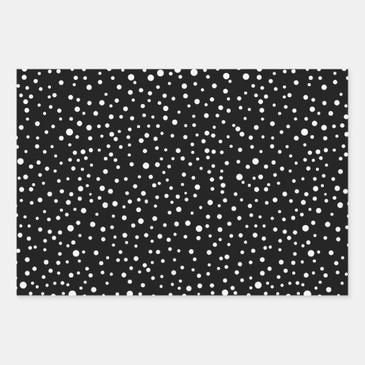 Schwarz-weiße Bäume, Schneeflocken und Wünsche Wei Geschenkpapier Set (Vorderseite 3)