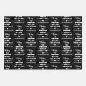 Schwarz-weiße Bäume, Schneeflocken und Wünsche Wei Geschenkpapier Set (Vorderseite 2)