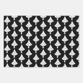 Schwarz-weiße Bäume, Schneeflocken und Wünsche Wei Geschenkpapier Set (Vorderseite)