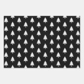 Schwarz-weiße Bäume, Sterne Frohe Weihnachten Urla Geschenkpapier Set (Vorderseite)