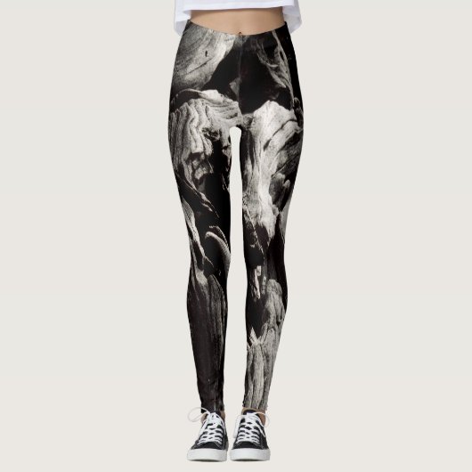 Schwarz-weiße Baumrinde Leggings (Vorderseite)