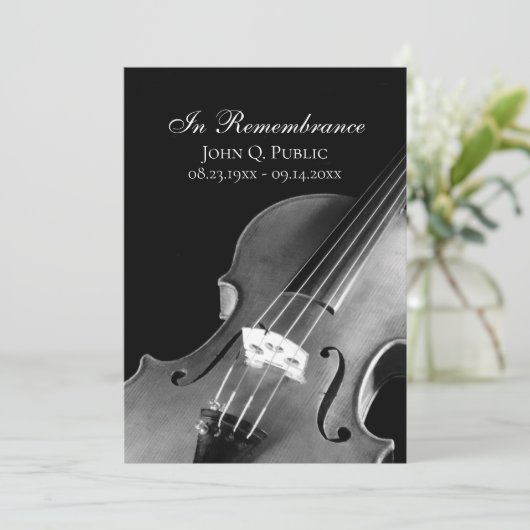 Schwarz-weiße Beerdigung von Violinmusikern Programm (Stehend Vorderseite)