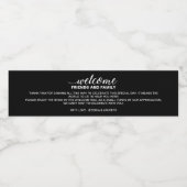 Schwarz-weiße Begrüßung bei Hochzeiten außerhalb d Wasserflaschenetikett (Einzelnes Label)