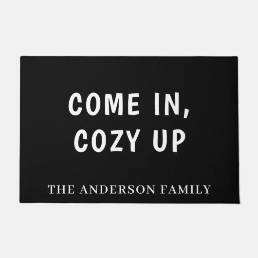 Schwarz-weiße Begrüßung - Zitat Fußmatte (Vorderseite)