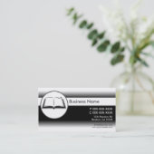 Schwarz-weiße benutzerdefinierte offene Buchauswei Visitenkarte (Stehend Vorderseite)