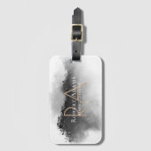 Schwarz-weiße Berge Landschaft Gold Mit Monogramm Gepäckanhänger (Vorderseite Vertikal)