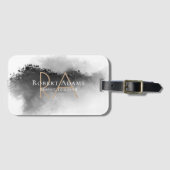 Schwarz-weiße Berge Landschaft Gold Mit Monogramm Gepäckanhänger (Vorderseite (Horizontal))