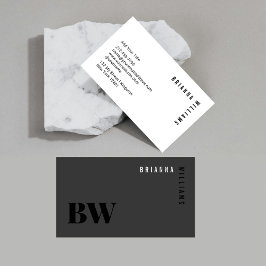Schwarz-weiße Berufliche Monogramm Moderne Minimal Visitenkarte