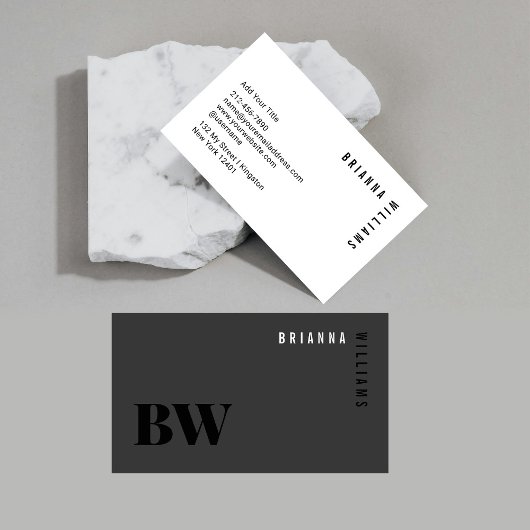 Schwarz-weiße Berufliche Monogramm Moderne Minimal Visitenkarte