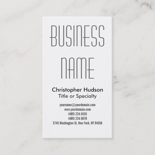 Schwarz-weiße Berufliche Schlichte Visitenkarte (Vorderseite)