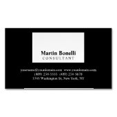 Schwarz-weiße Berufliche Visitenkarte der Moderne Magnetische Visitenkarte (Vorderseite)
