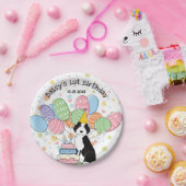 Schwarz-weiße Birthday Paper Teller der Aussiedood (Party)