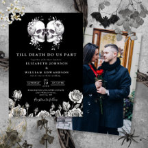 Schwarz-weiße bis todgotische Skulls Foto Hochzeit