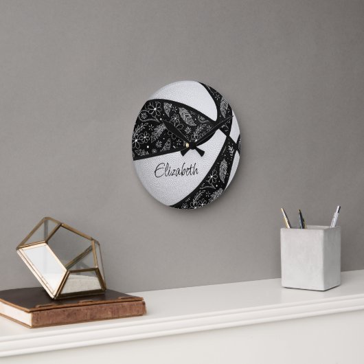 Schwarz-weiße Bistkerbe Runde Wanduhr (Büro)