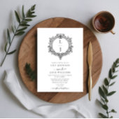 schwarz-weiße Blatt-Krone Hochzeitseinladung Save The Date