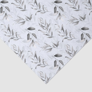 Schwarz-weiße Blätter auf blau getönter Babyparty  Seidenpapier